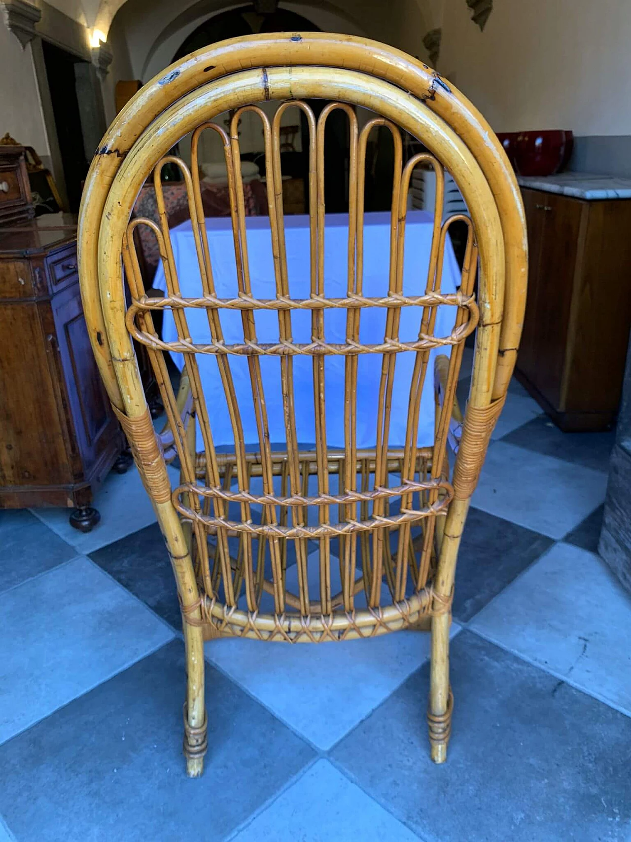 Poltroncina in rattan di Vittorio Bonacina, anni '60 4