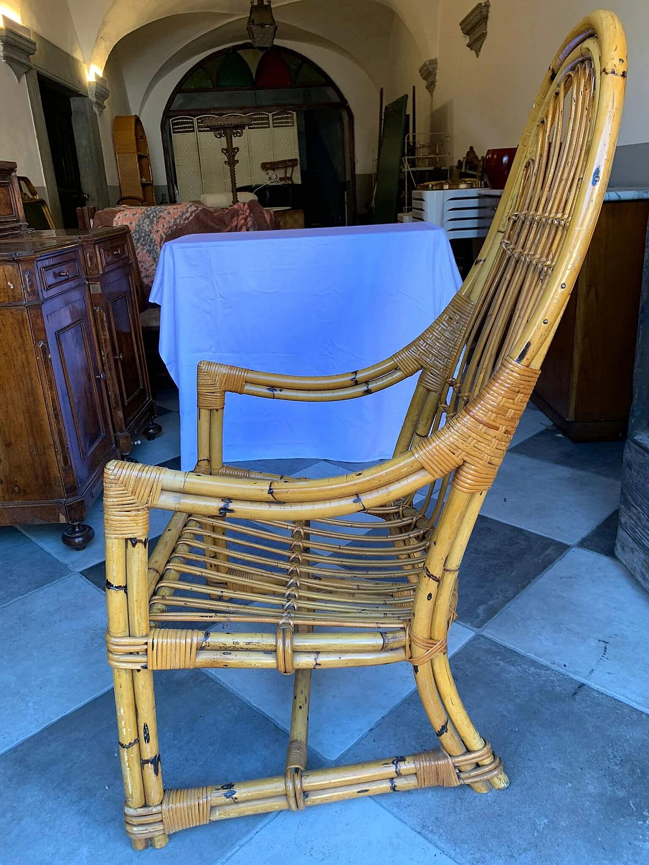 Poltroncina in rattan di Vittorio Bonacina, anni '60 5