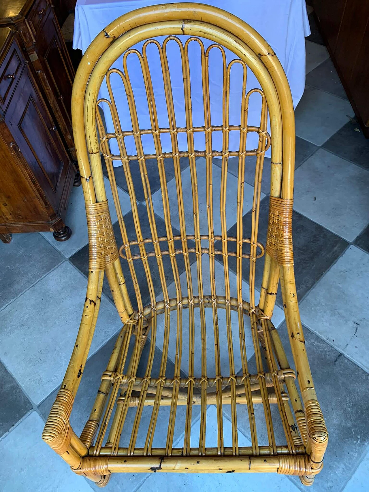 Poltroncina in rattan di Vittorio Bonacina, anni '60 6