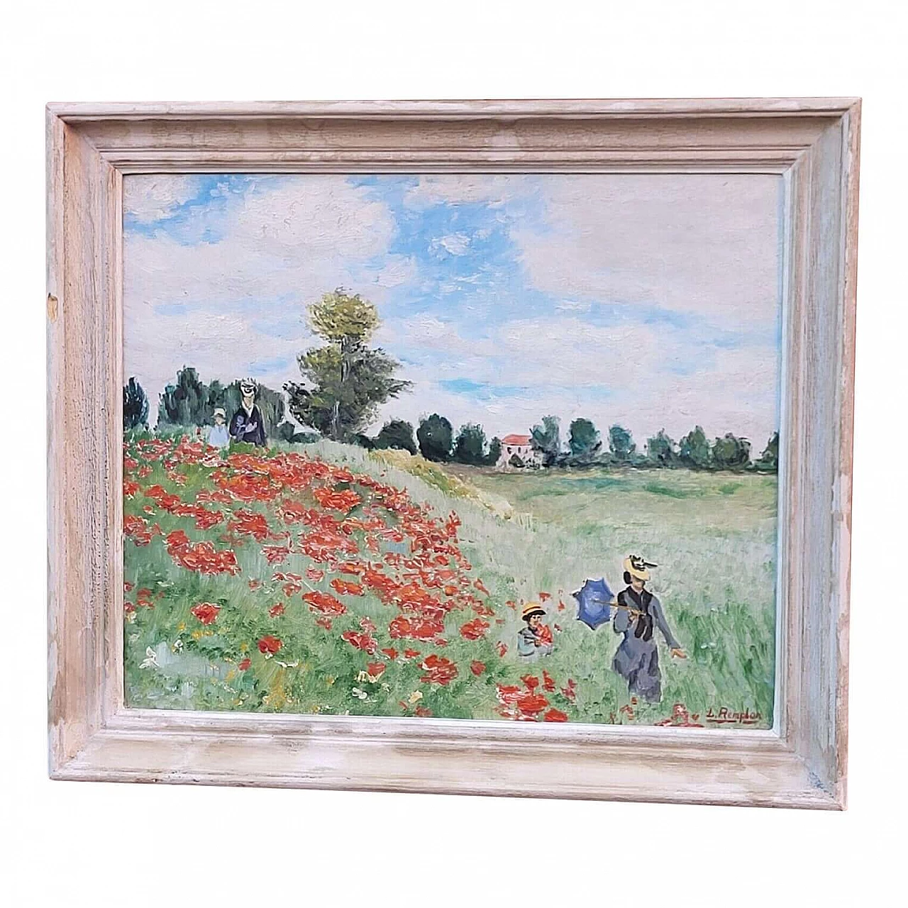 Louis Remplon, Paesaggio animato con papaveri, anni '60 4