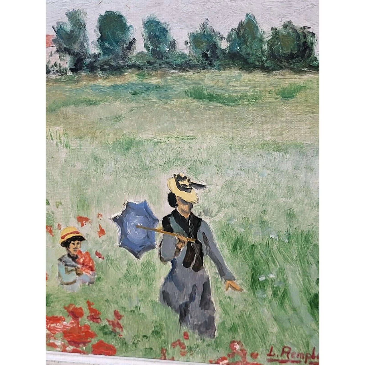 Louis Remplon, Paesaggio animato con papaveri, anni '60 10