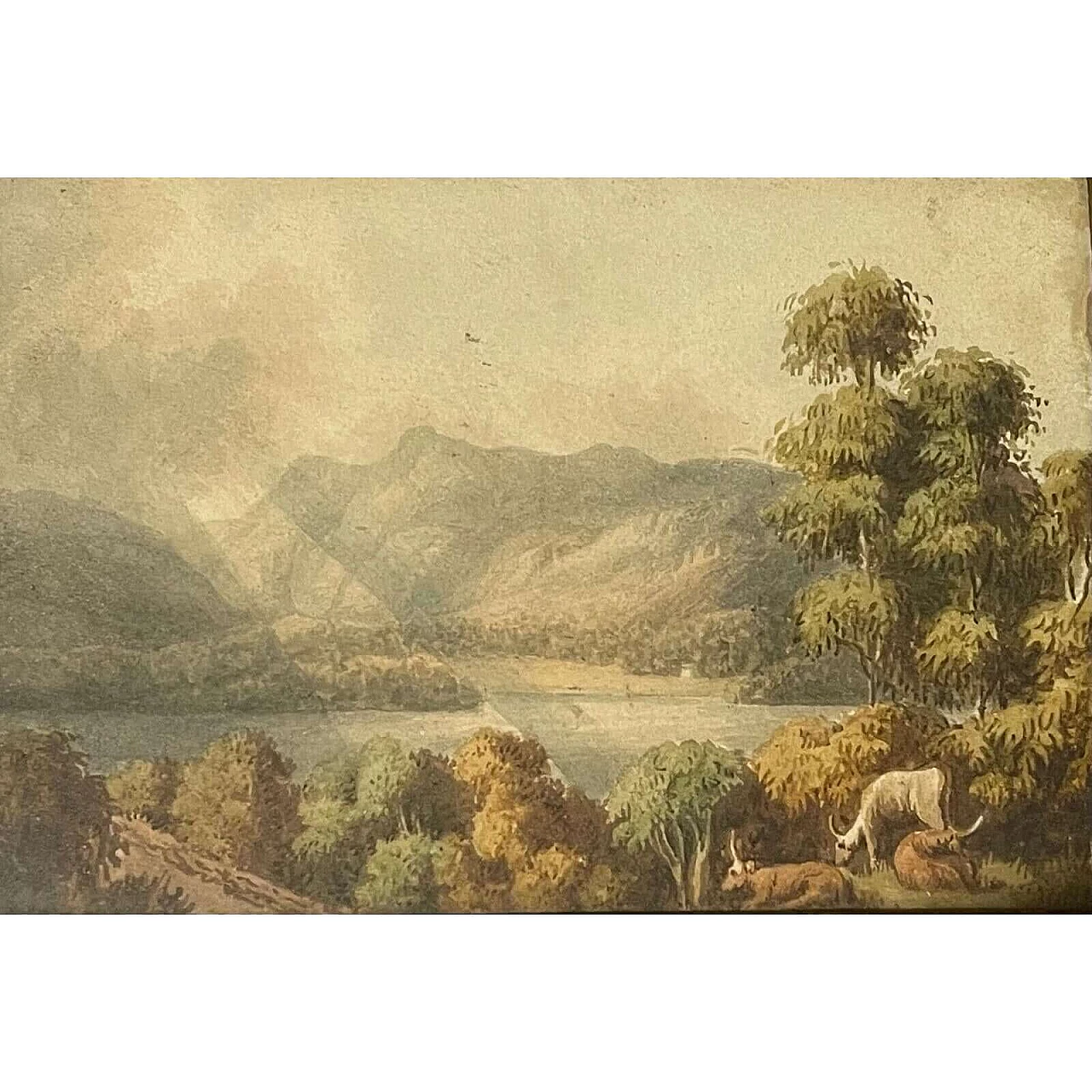 Scottish landscape with lake, watercolour, 19th century 3