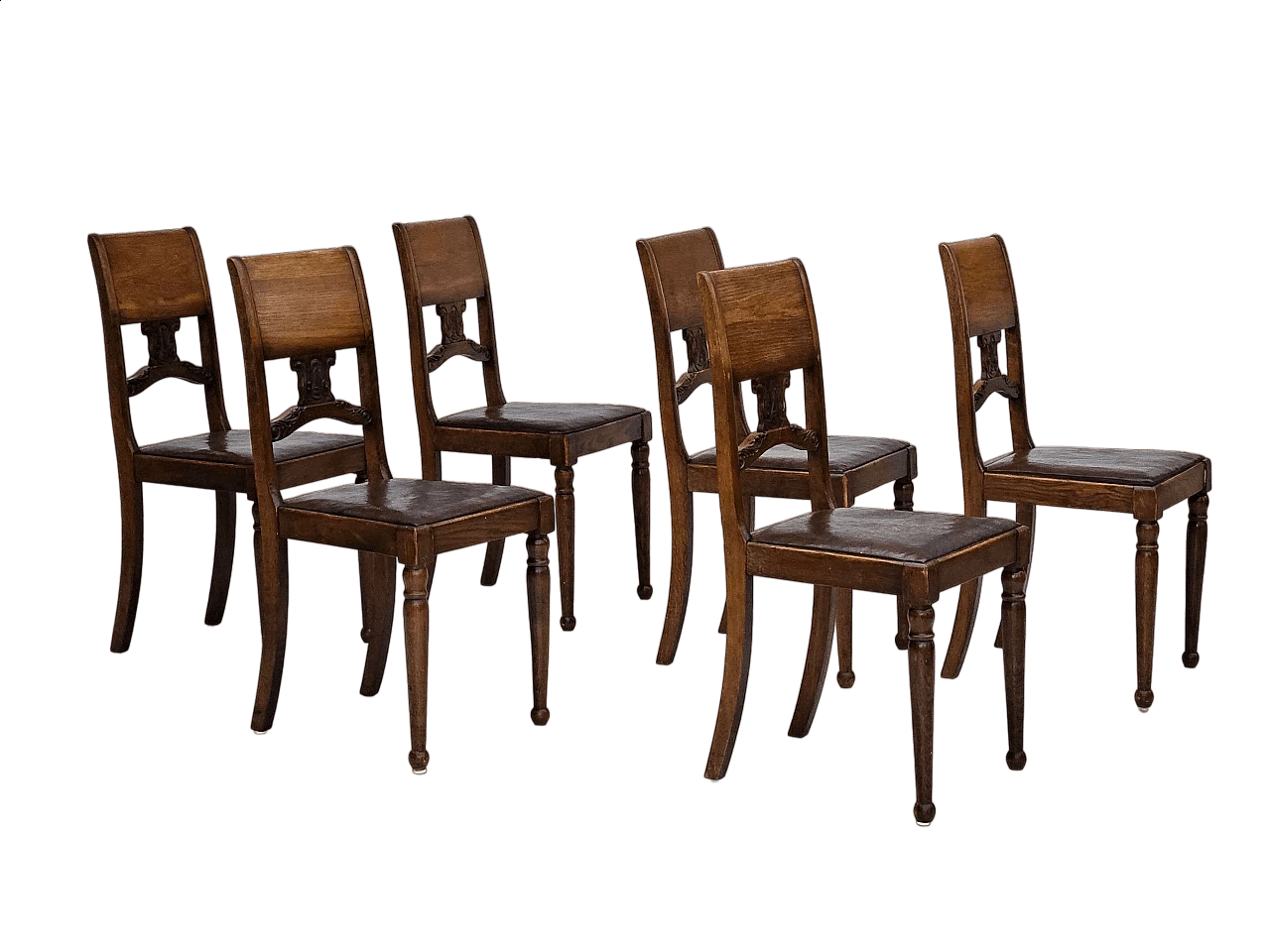 6 Scandinavian oak and leather chairs, 1930s 16