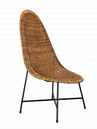 Sedia in vimini e ferro nello stile di Kertsin Hörlin Holmqvist, anni '60