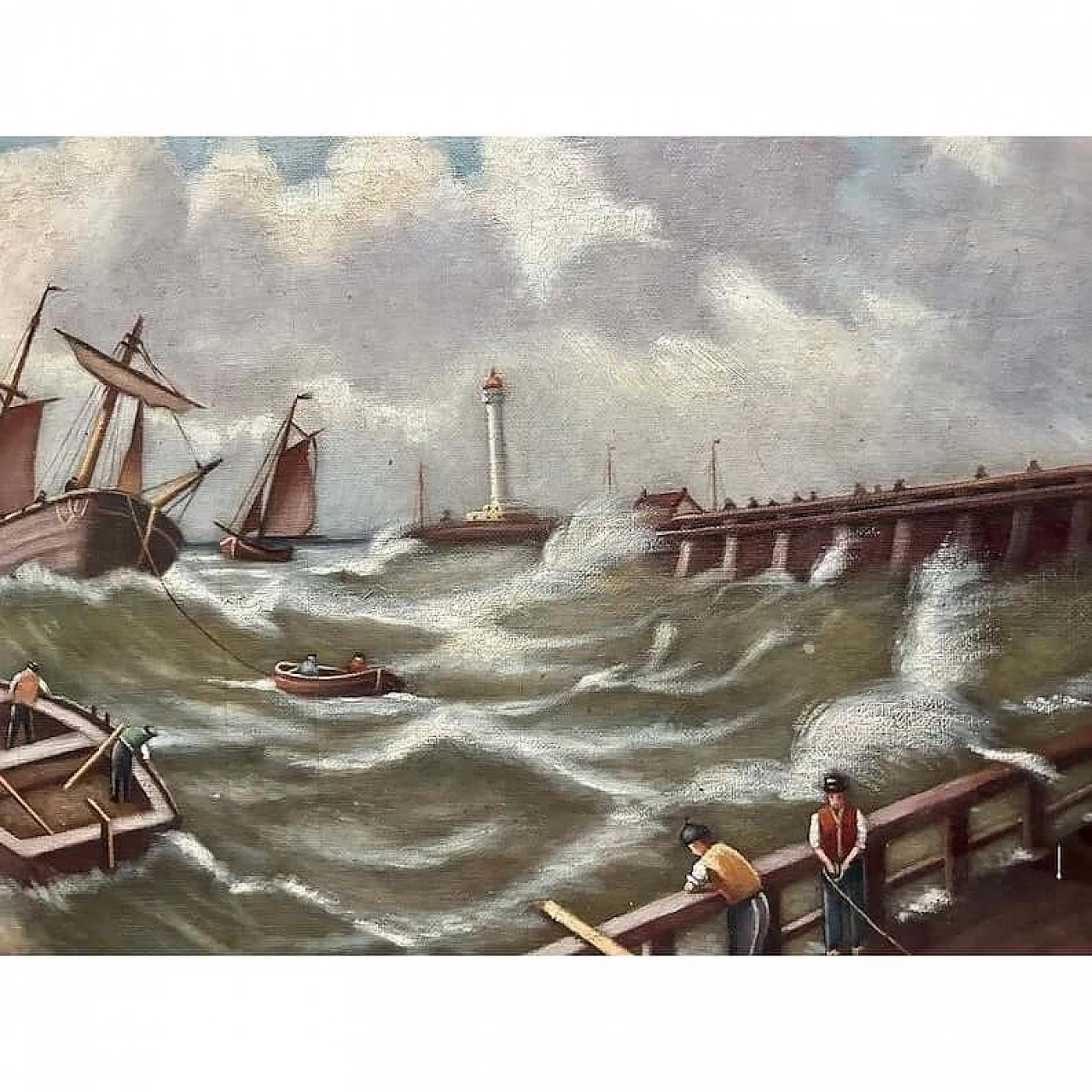 Paesaggio marino con navi, olio su tela, 1910 3