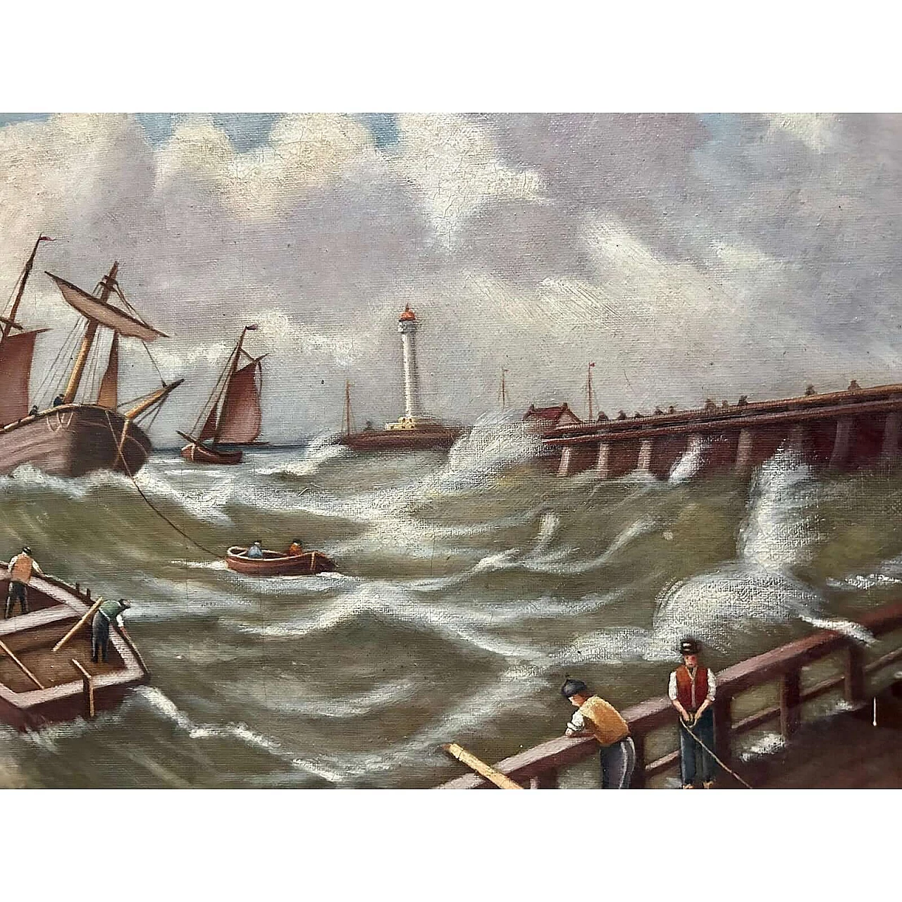 Paesaggio marino con navi, olio su tela, 1910 11