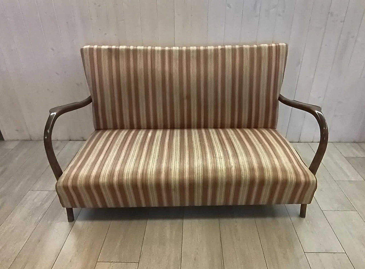 Art Deco two-seater sofa with solid wood frame, 1940s 1