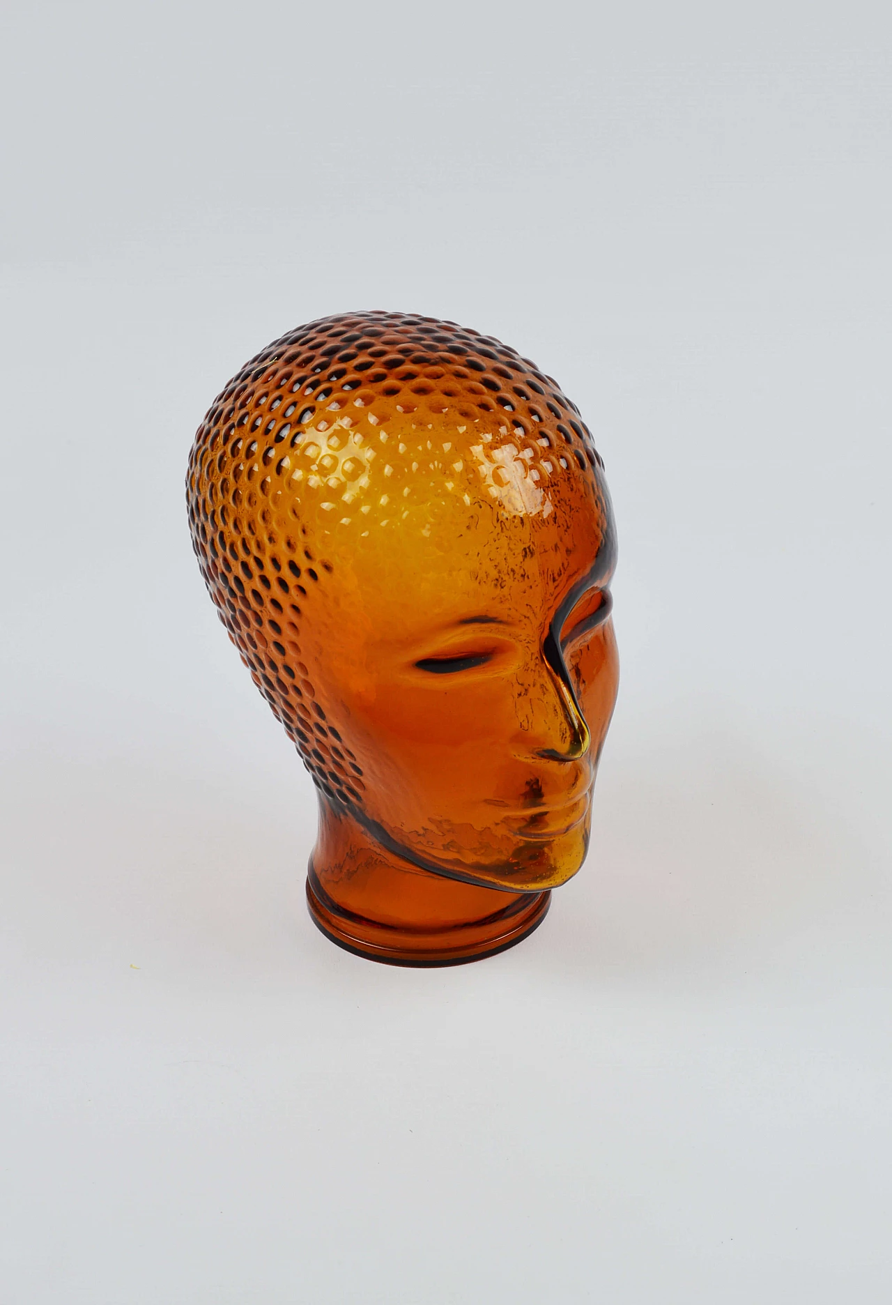 Decorative orange glass head, 1970s 1