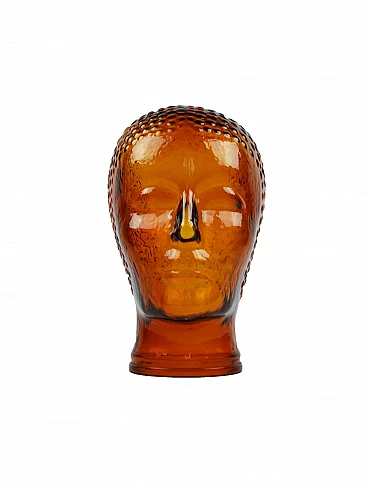 Decorative orange glass head, 1970s