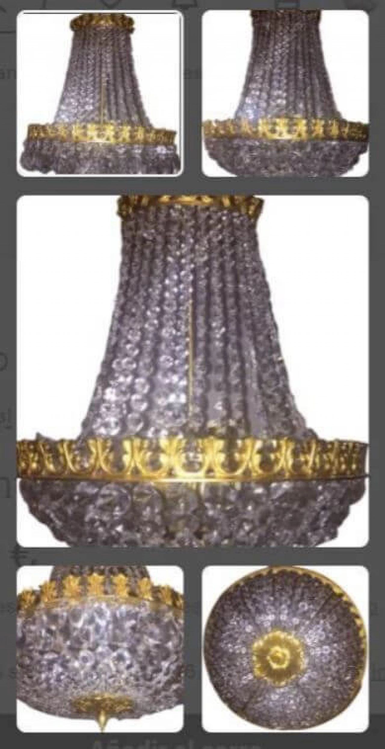 Lampadario in stile Impero in cristallo di Rocca e bronzo, anni '60 6