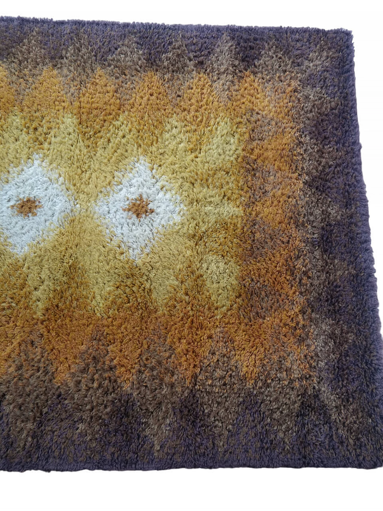 Tappeto danese geometrico in pura lana con tecnica Rya, anni '60 3