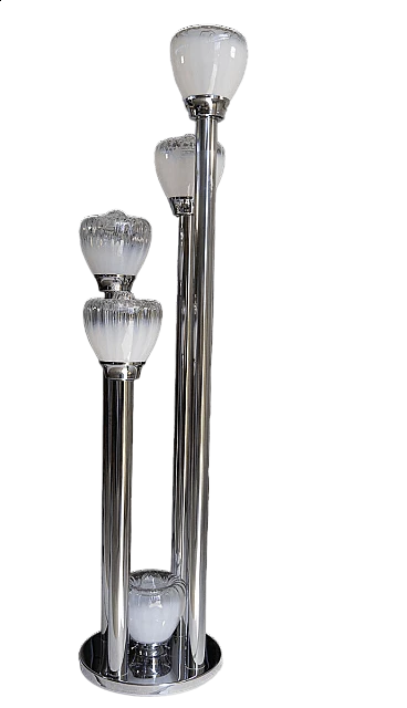 Five-light Murano glass and chromed metal floor lamp, 1960s