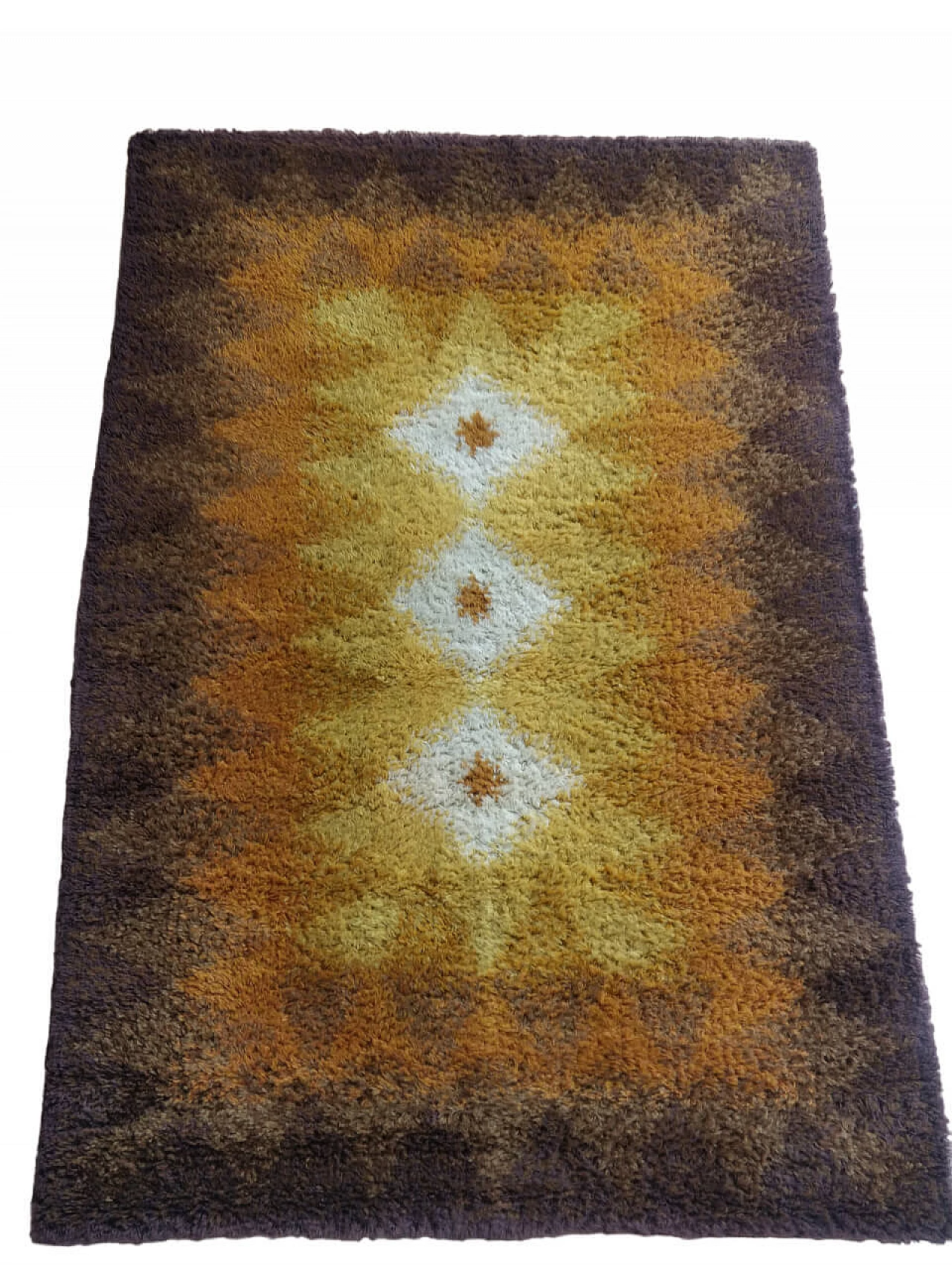 Tappeto danese geometrico in pura lana con tecnica Rya, anni '60 10