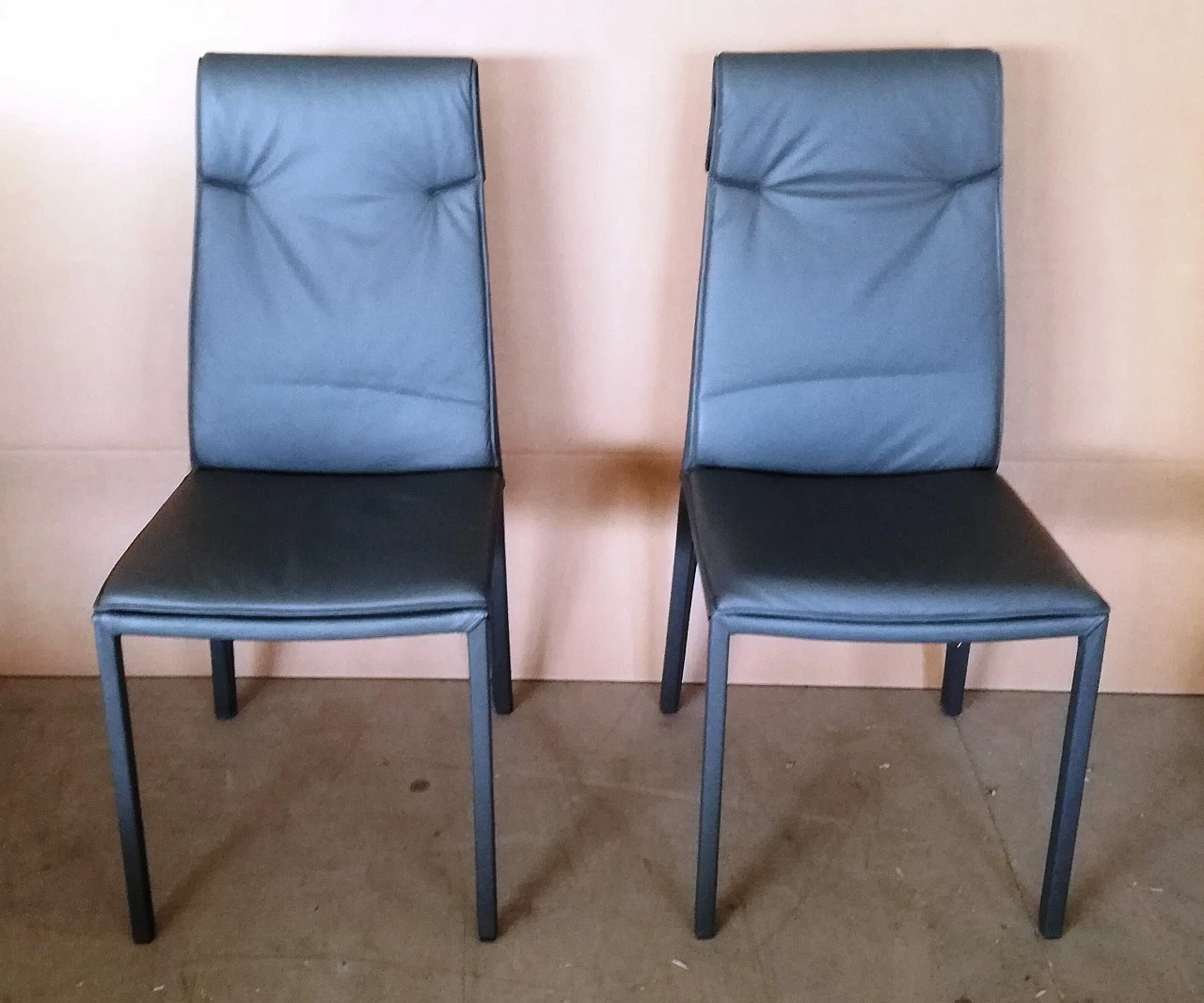 Sedia in cuoio e pelle con struttura in metallo di La Nuova Casa, anni 2000 1