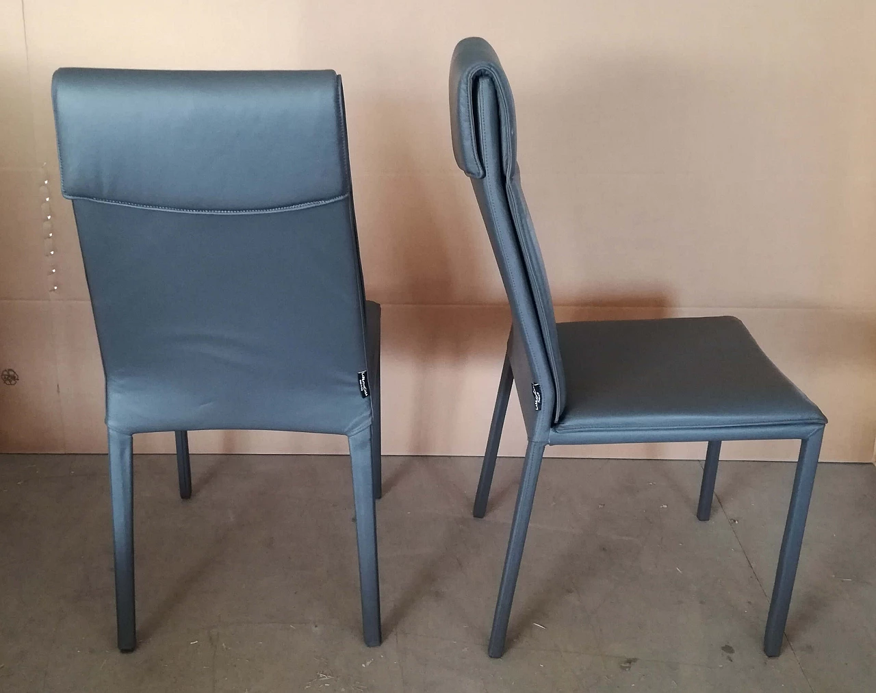 Sedia in cuoio e pelle con struttura in metallo di La Nuova Casa, anni 2000 3