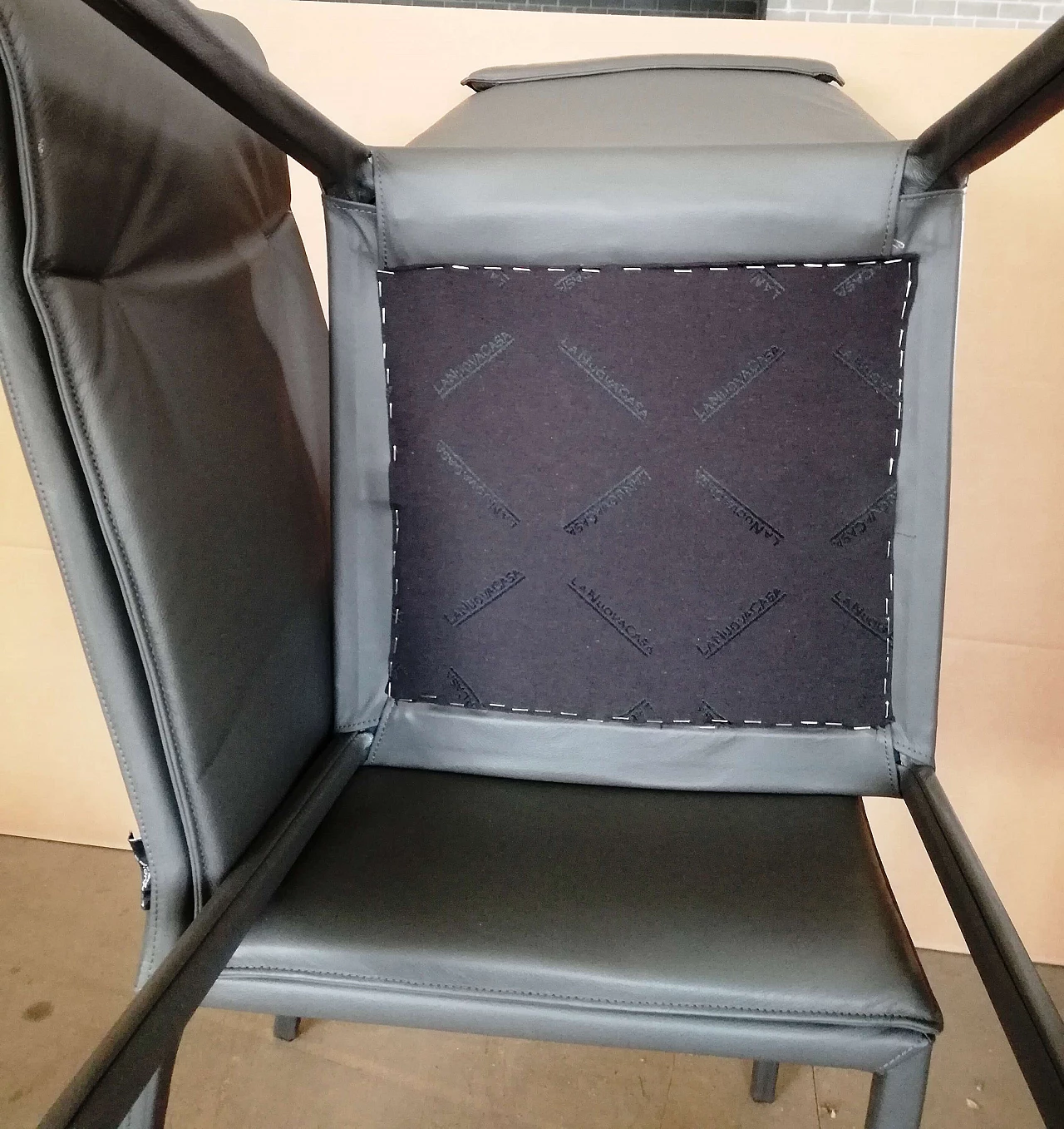 Sedia in cuoio e pelle con struttura in metallo di La Nuova Casa, anni 2000 8