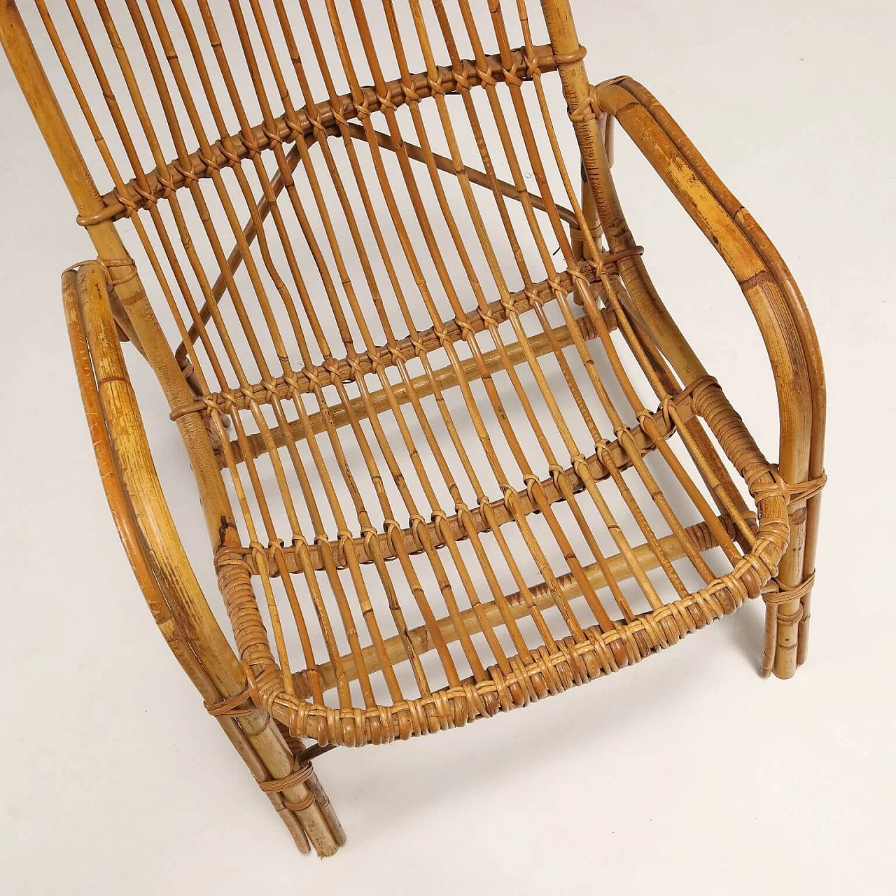 Coppia di poltrone e divano in bambù e corda, anni '60 6