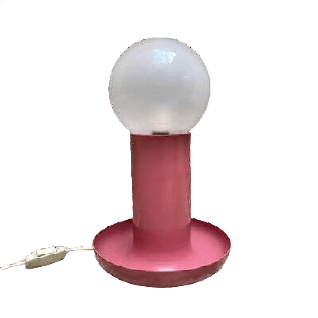 Pink metal and glass table lamp, 1970s 5
