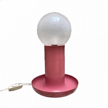Pink metal and glass table lamp, 1970s