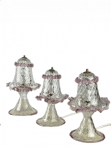 3 Lampade da tavolo in vetro di Murano, anni '80
