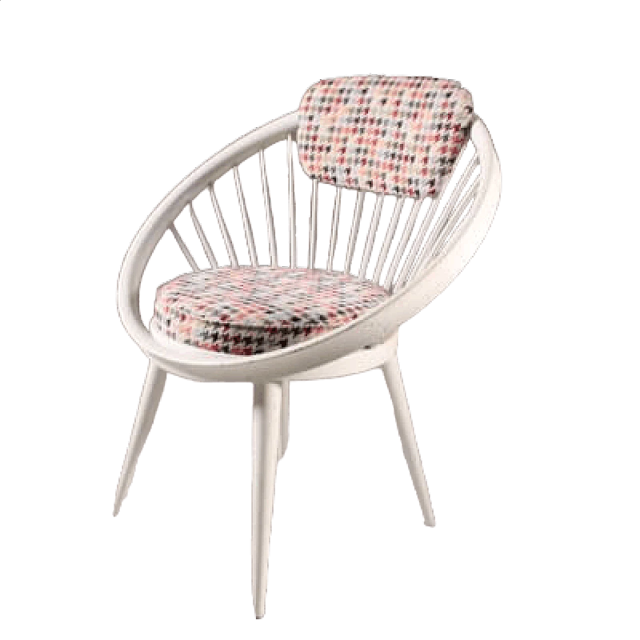 White wood and fabric armchair by Yngve Ekström, 1960s 9
