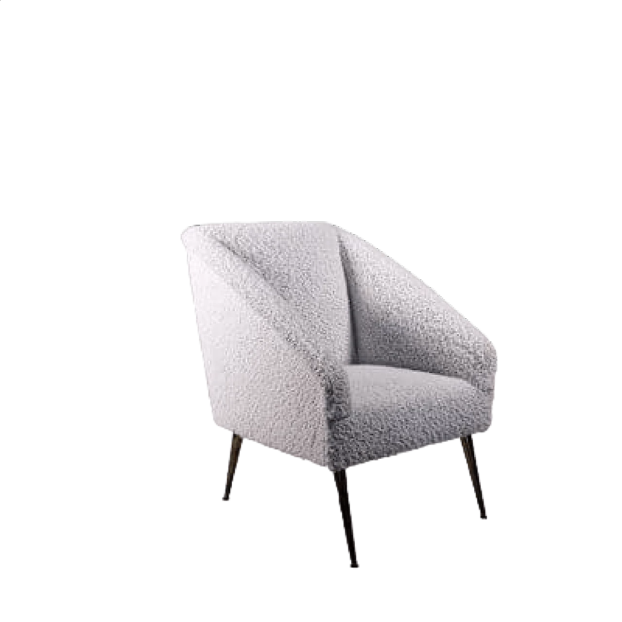White bouclé fabric armchair, 1950s 14