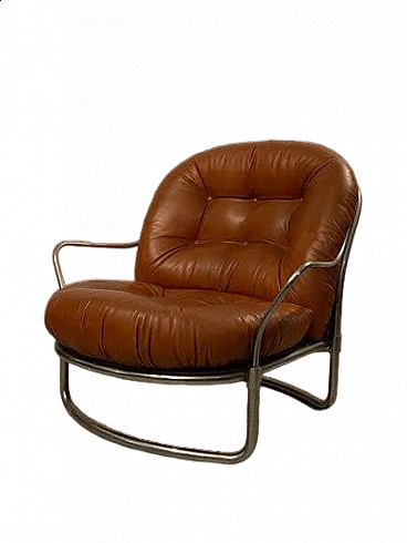 Steel and leather armchair by Carlo De Carli for Cinova, 1960s