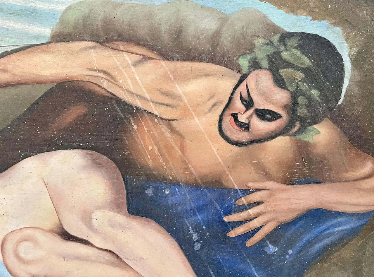 Mythological scene, oil painting on wood, 1930s 2