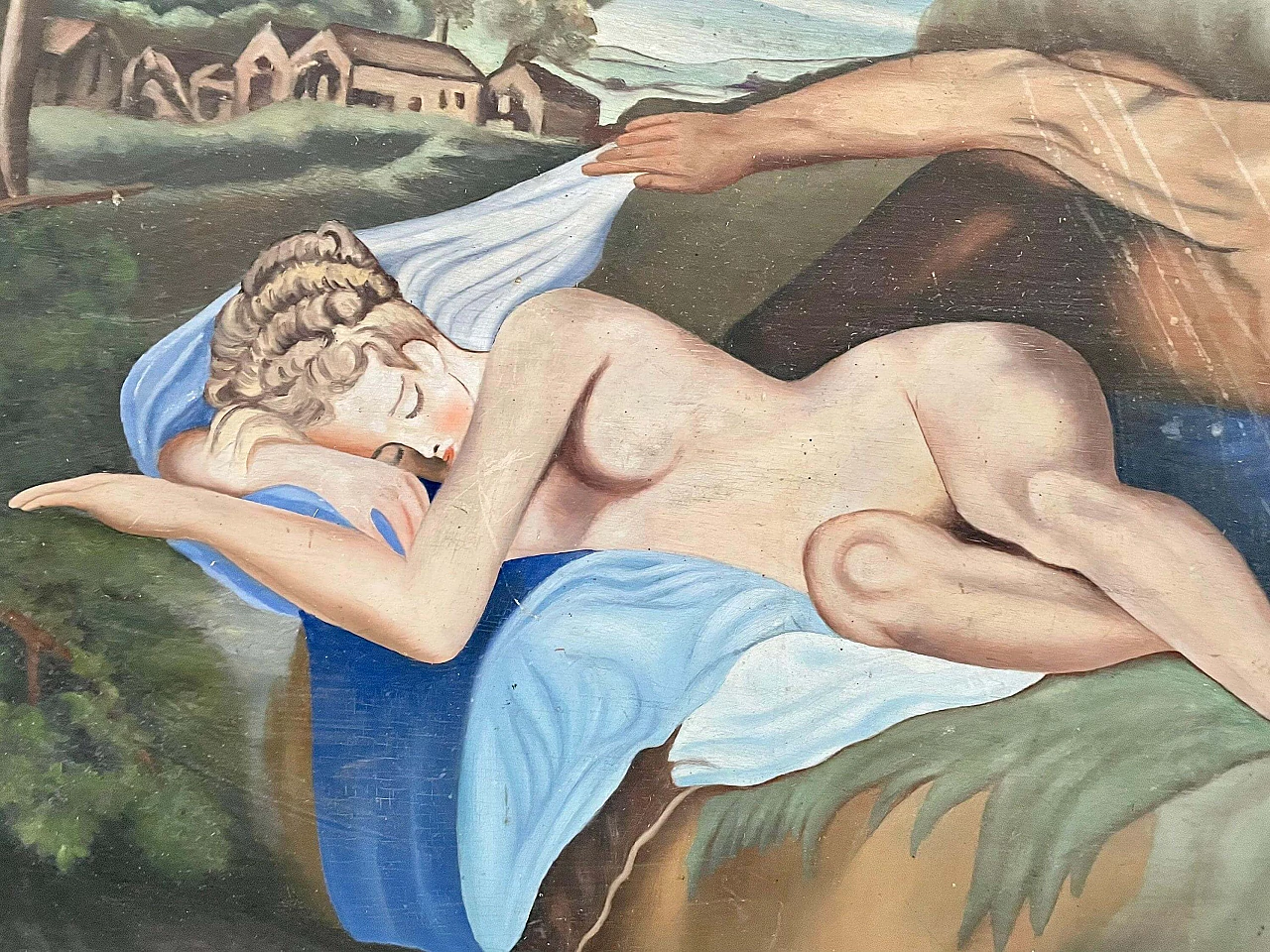 Mythological scene, oil painting on wood, 1930s 9