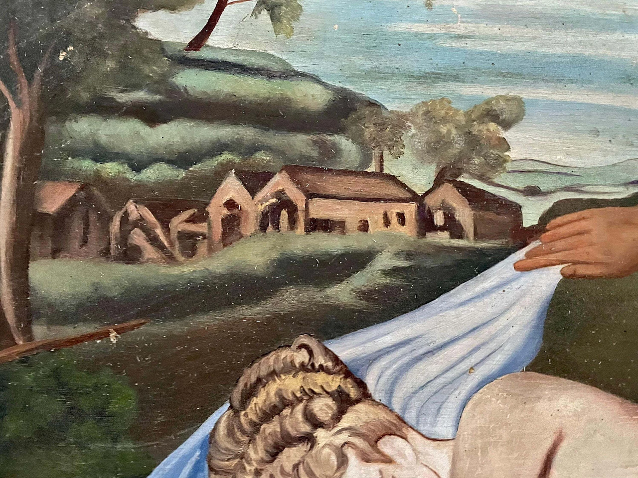 Mythological scene, oil painting on wood, 1930s 10