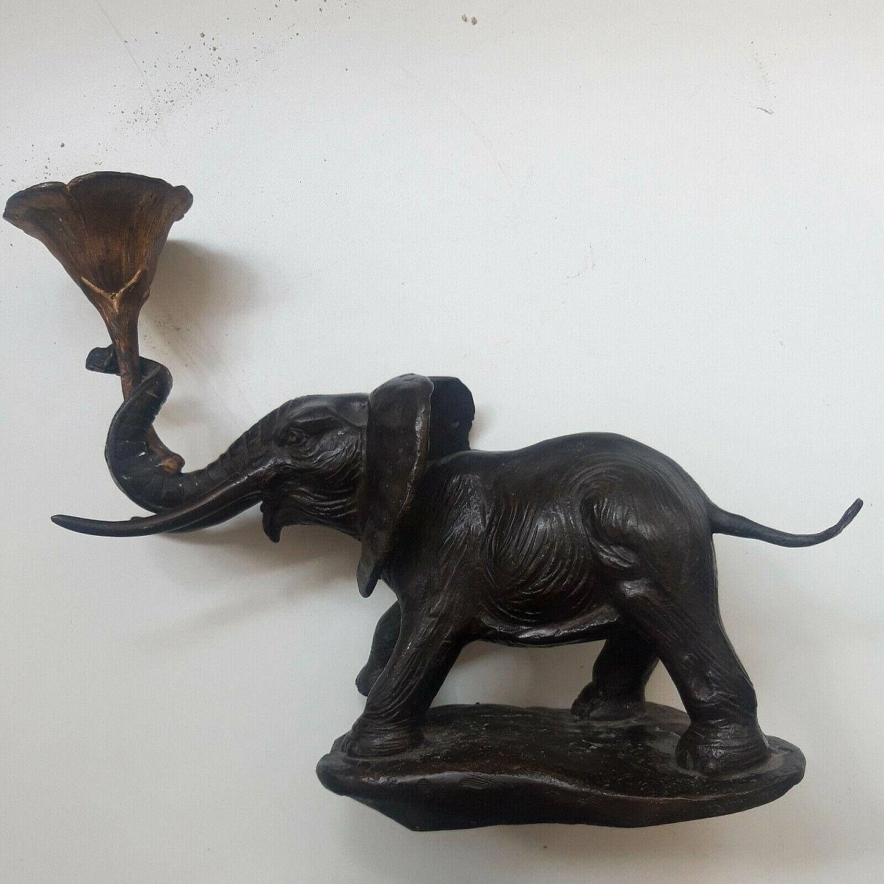 Bronze elephant with flower candlestick, 1970s 3