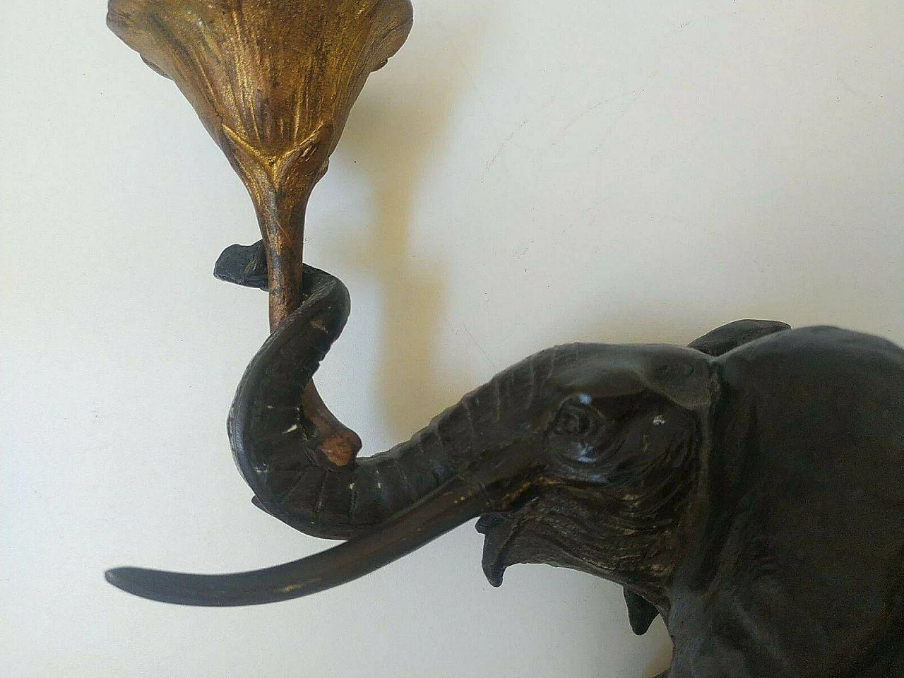 Bronze elephant with flower candlestick, 1970s 7