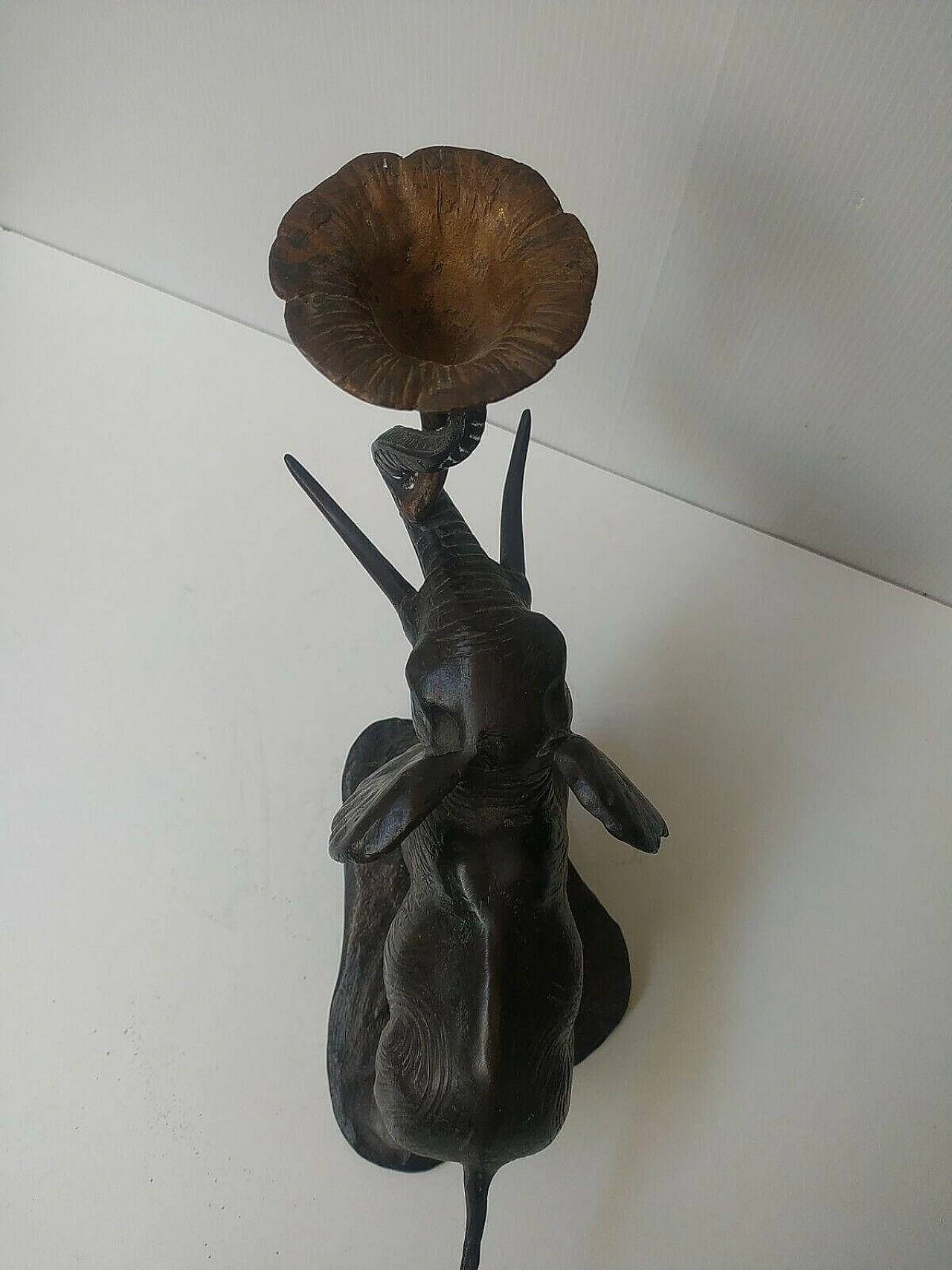Bronze elephant with flower candlestick, 1970s 8