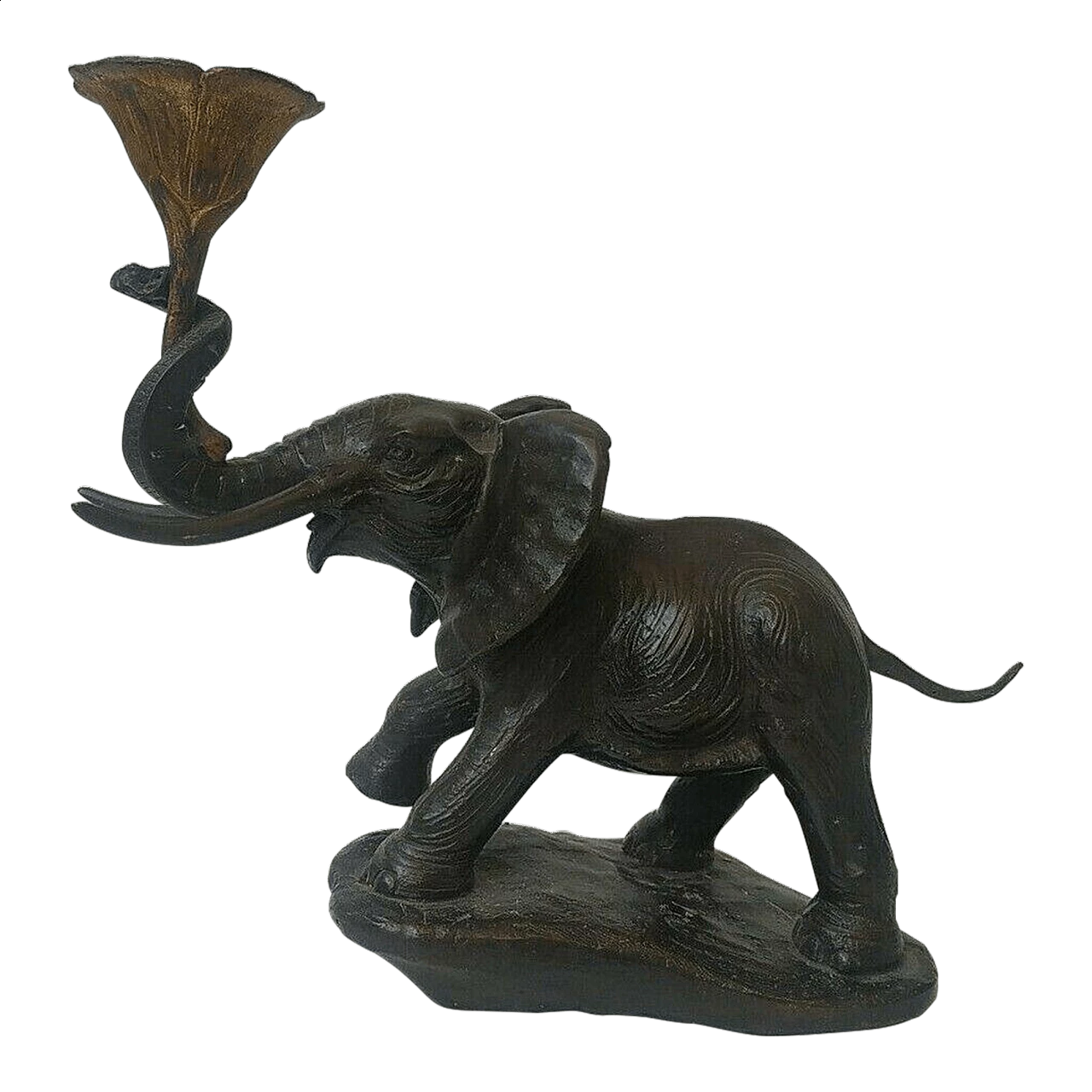 Bronze elephant with flower candlestick, 1970s 11