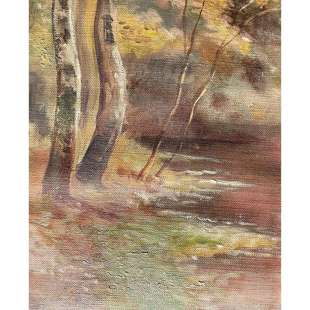 Scuola di Barbizon, Paesaggio, olio su tela, 1890 3