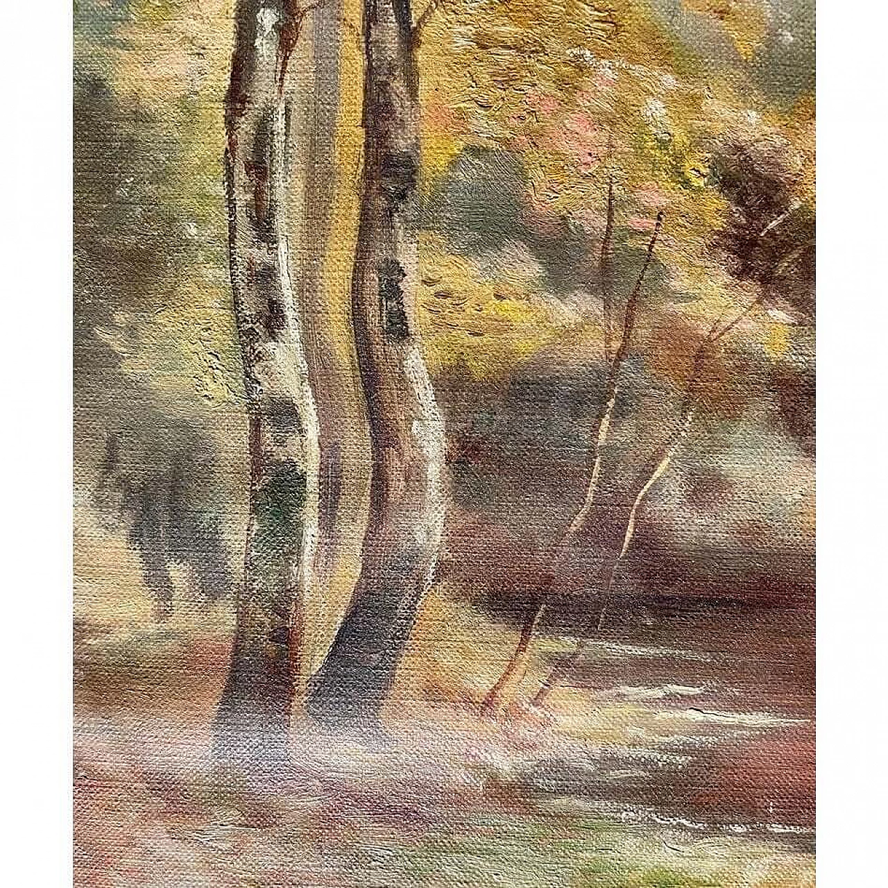 Scuola di Barbizon, Paesaggio, olio su tela, 1890 5