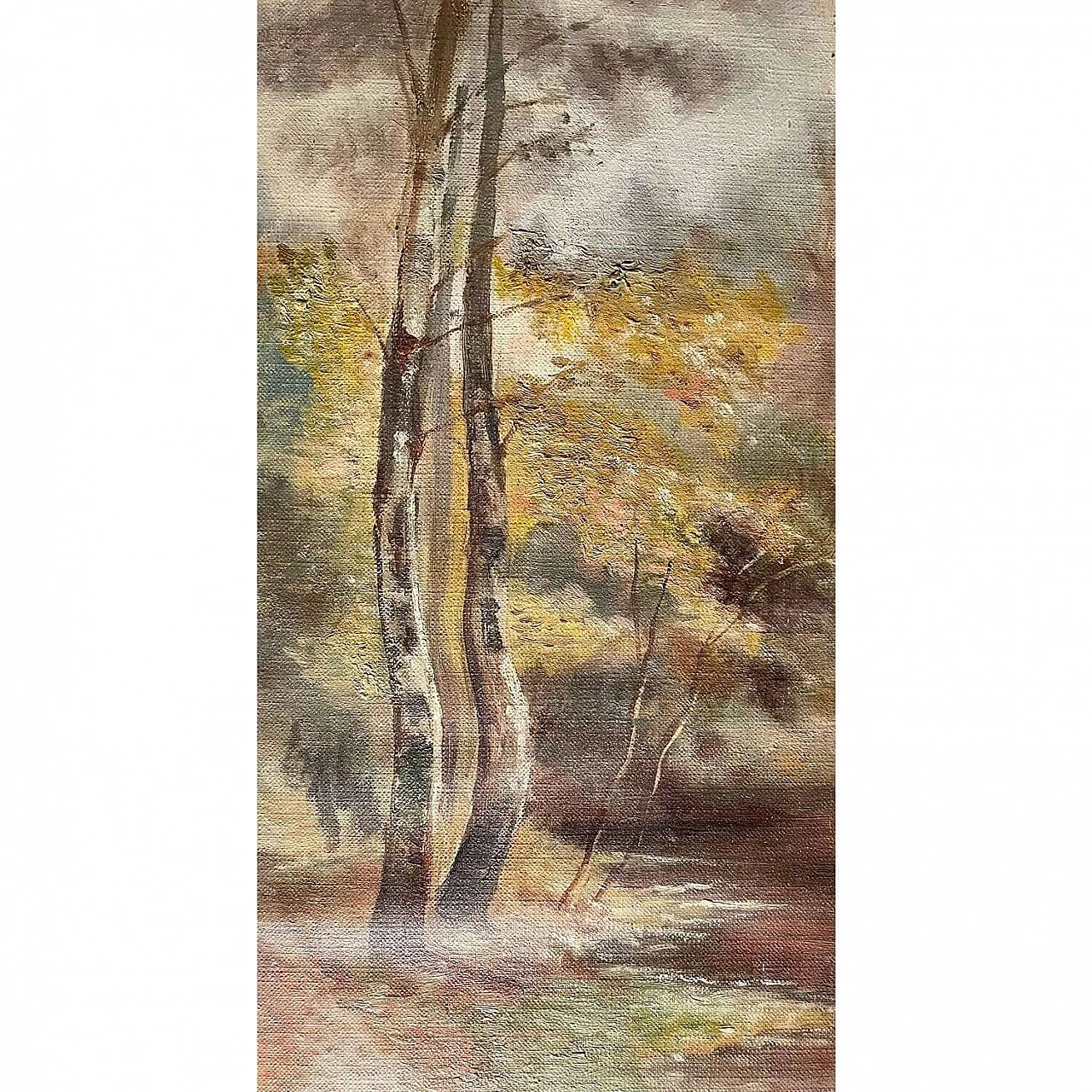 Scuola di Barbizon, Paesaggio, olio su tela, 1890 8