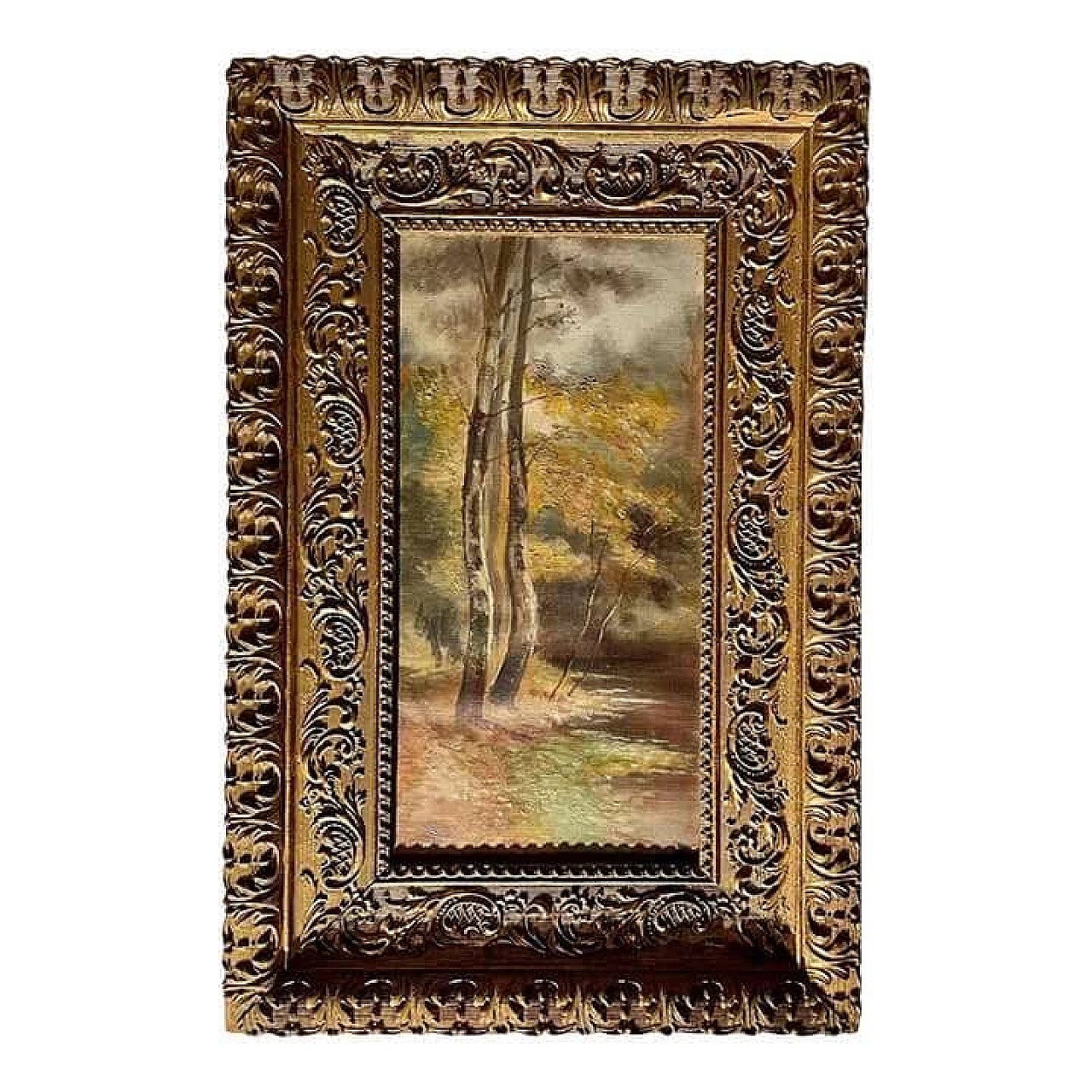 Scuola di Barbizon, Paesaggio, olio su tela, 1890 10