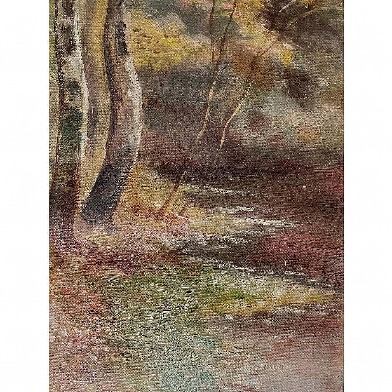 Scuola di Barbizon, Paesaggio, olio su tela, 1890 11