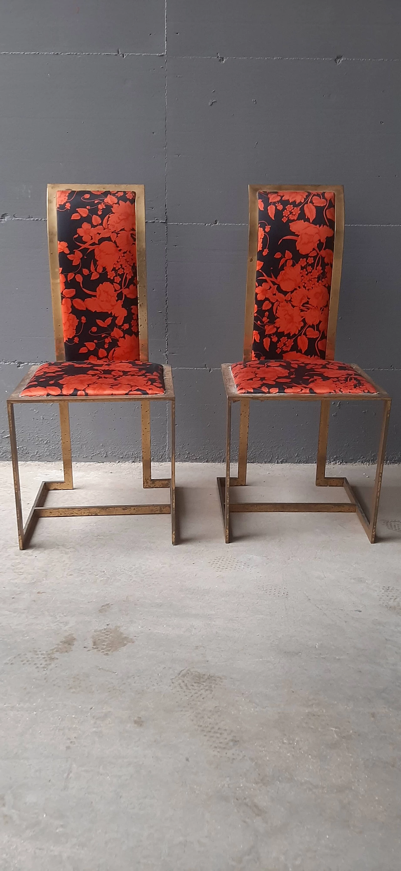 Pair of chairs by Willy Rizzo for Romeo Rega, 1970s 1