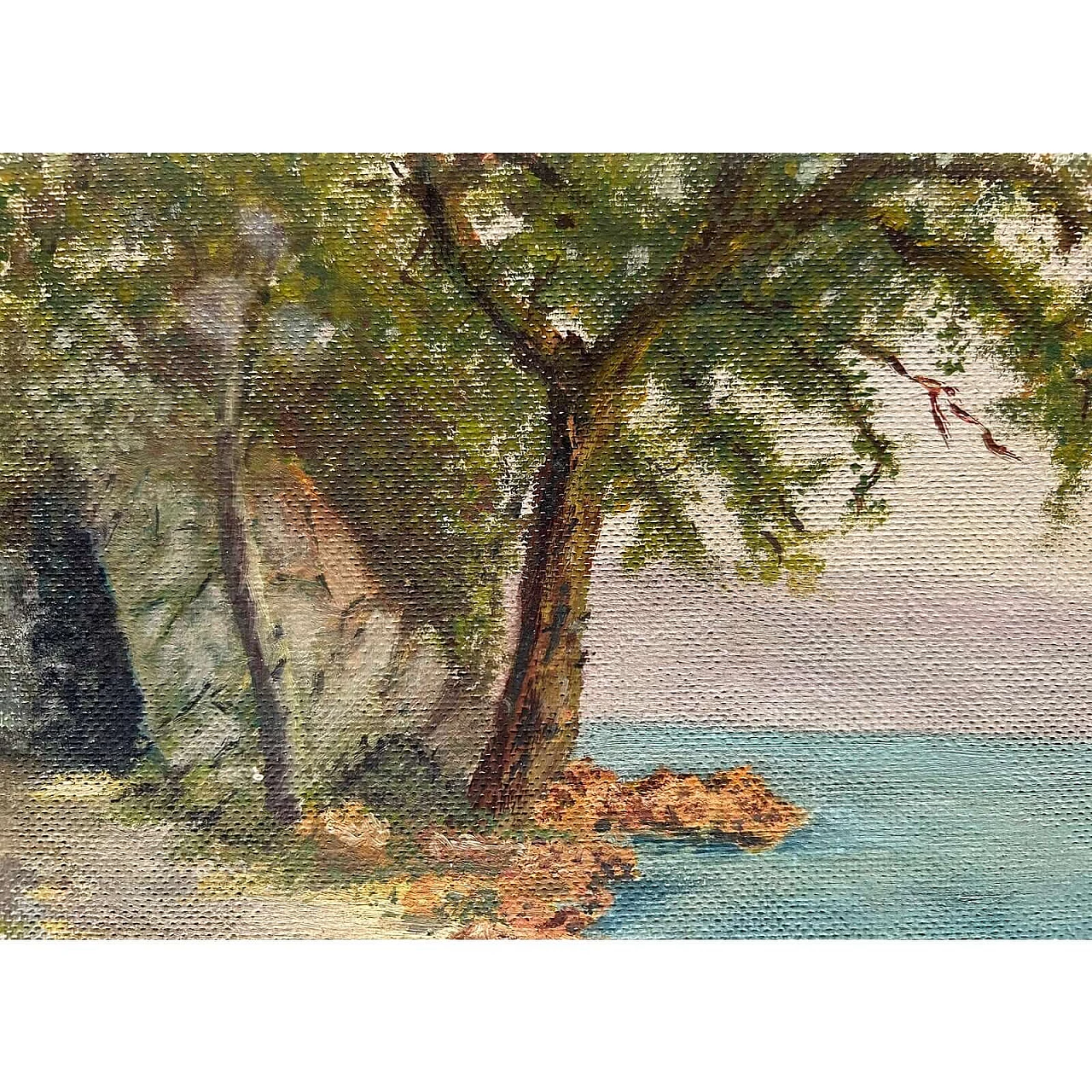 F. Pernice, View of Bourget lake in Aix-Les-Bains, oil on panel, 1940s 4