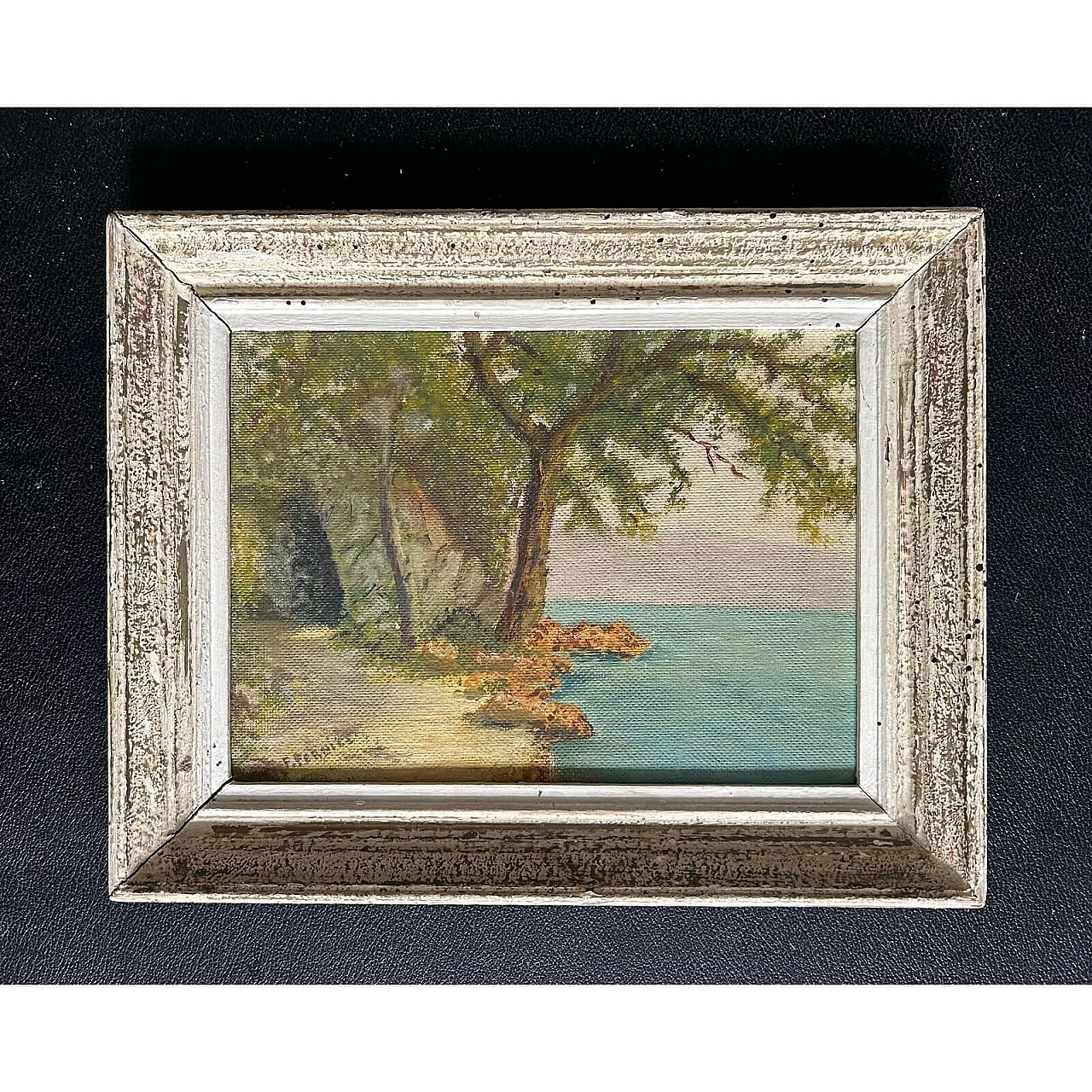 F. Pernice, View of Bourget lake in Aix-Les-Bains, oil on panel, 1940s 6