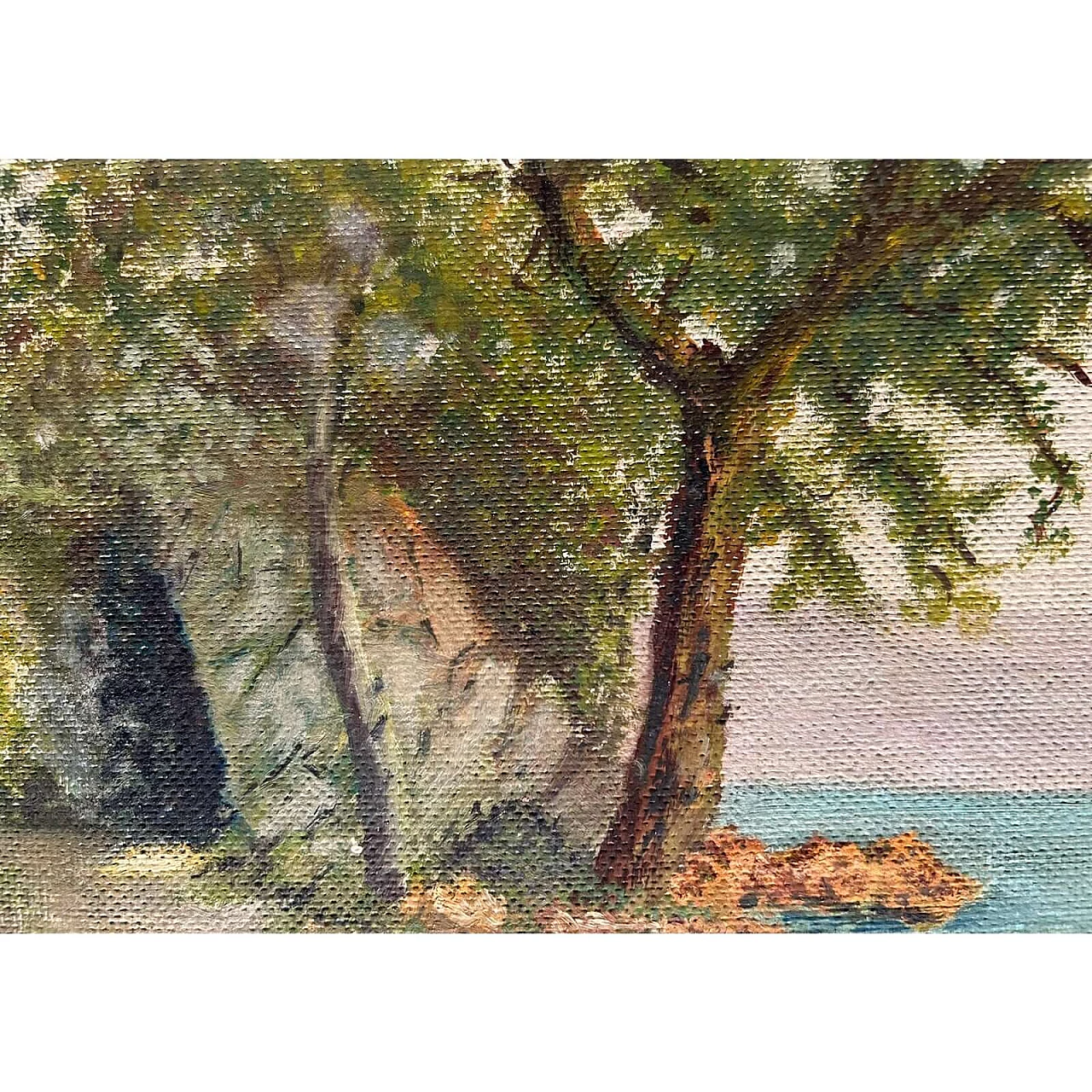 F. Pernice, View of Bourget lake in Aix-Les-Bains, oil on panel, 1940s 7