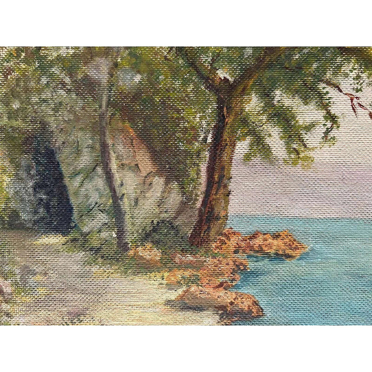 F. Pernice, View of Bourget lake in Aix-Les-Bains, oil on panel, 1940s 8