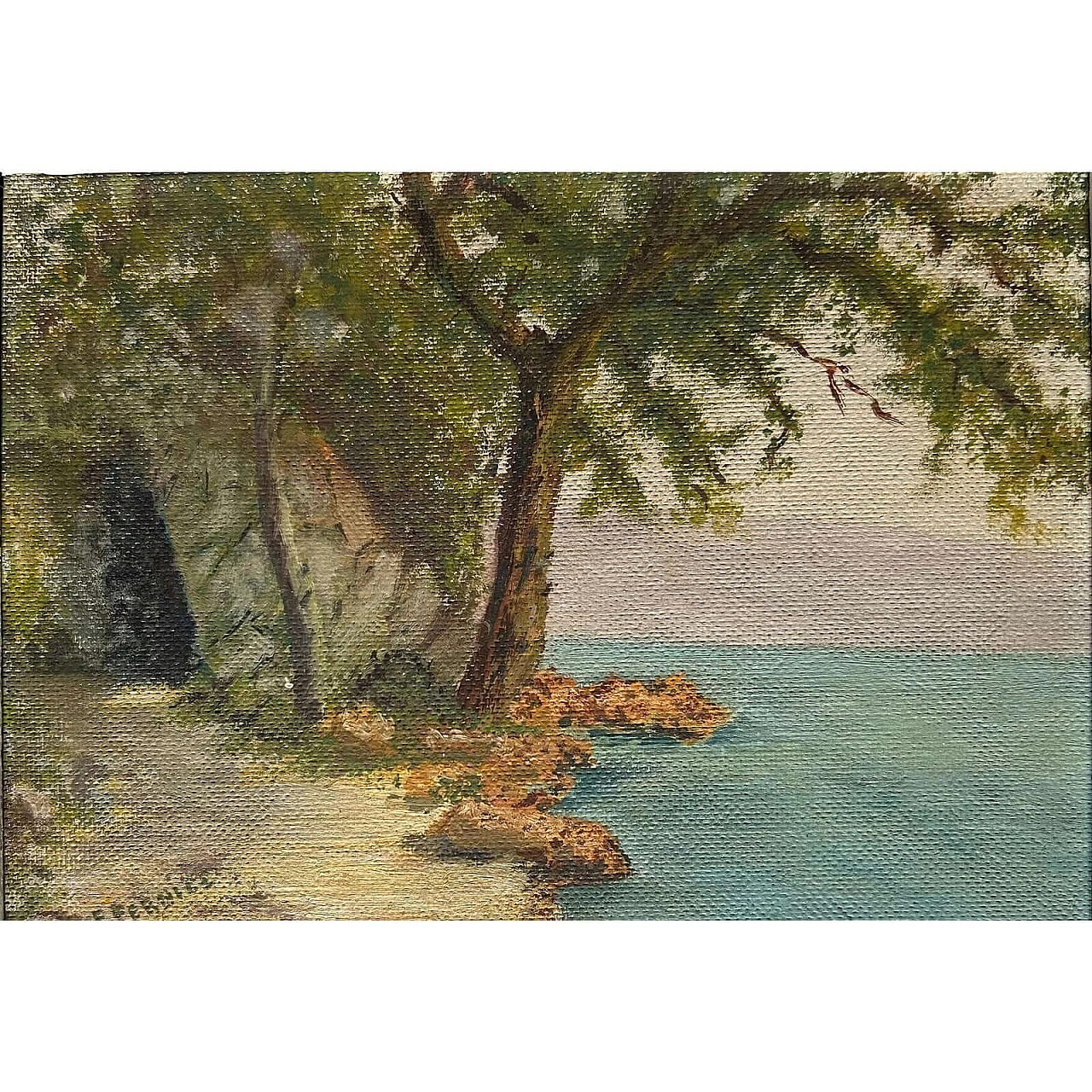 F. Pernice, View of Bourget lake in Aix-Les-Bains, oil on panel, 1940s 10