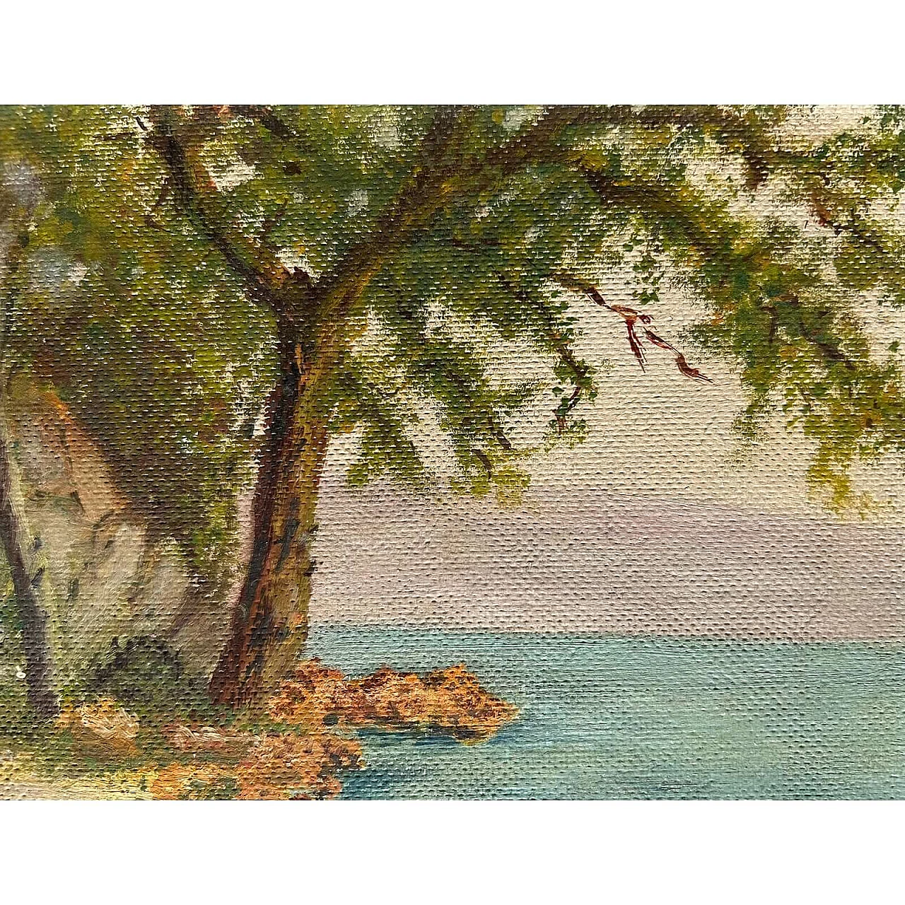 F. Pernice, View of Bourget lake in Aix-Les-Bains, oil on panel, 1940s 11
