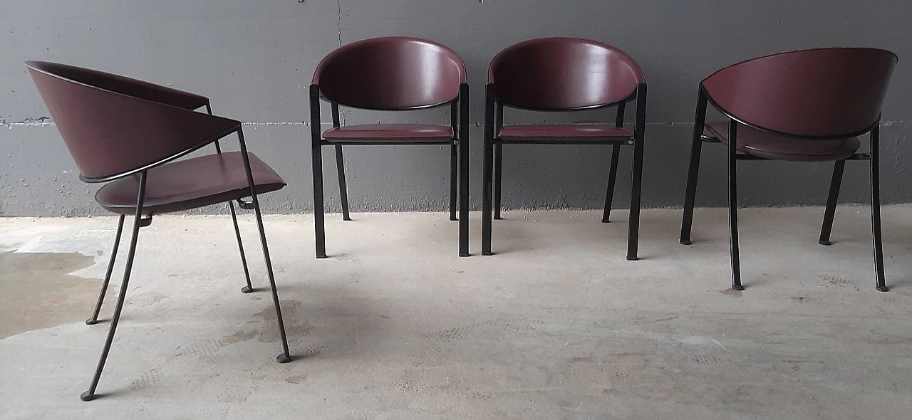 4 Blenda leather chairs by Robero Pamio for Matteo Grassi, 1990s 1