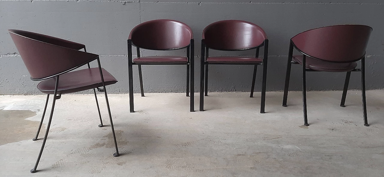 4 Blenda leather chairs by Robero Pamio for Matteo Grassi, 1990s 2