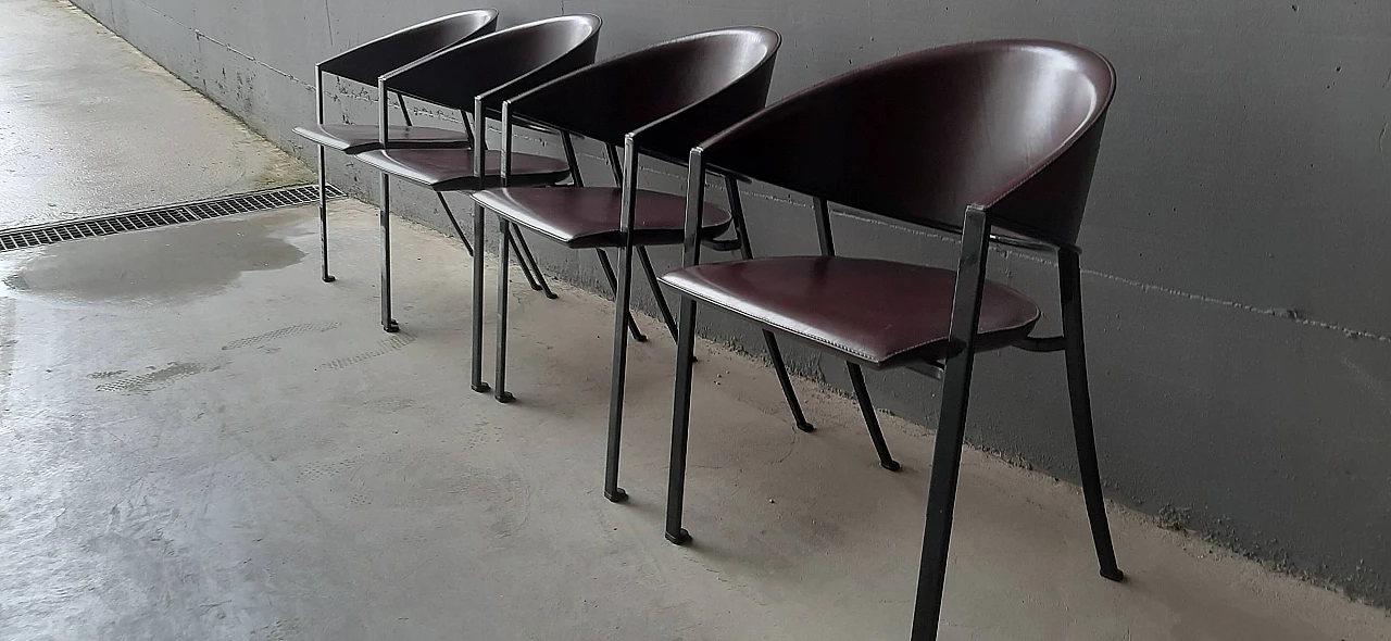 4 Blenda leather chairs by Robero Pamio for Matteo Grassi, 1990s 6