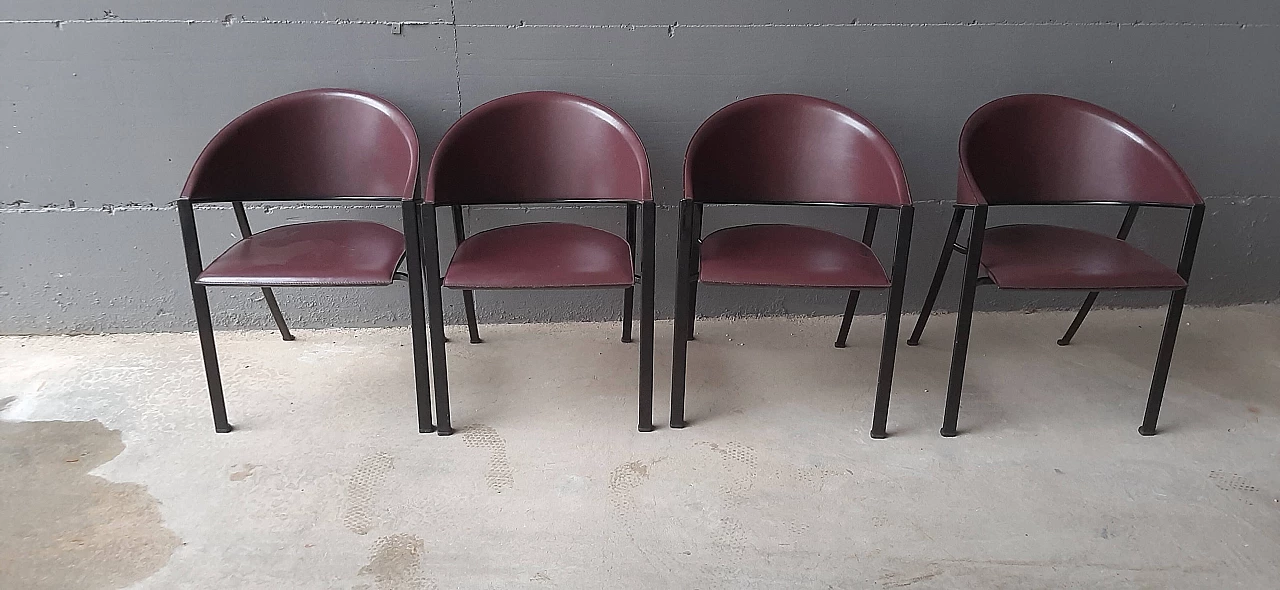 4 Blenda leather chairs by Robero Pamio for Matteo Grassi, 1990s 7